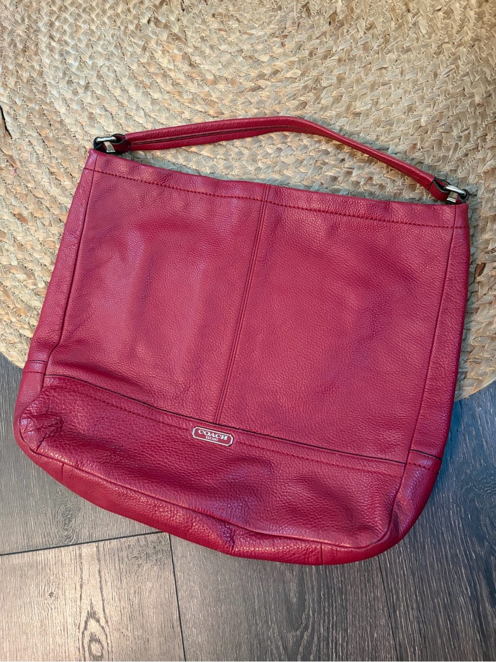 Coach Deep Red Pebbled Leather Shoulder Bag “Park” Vtg